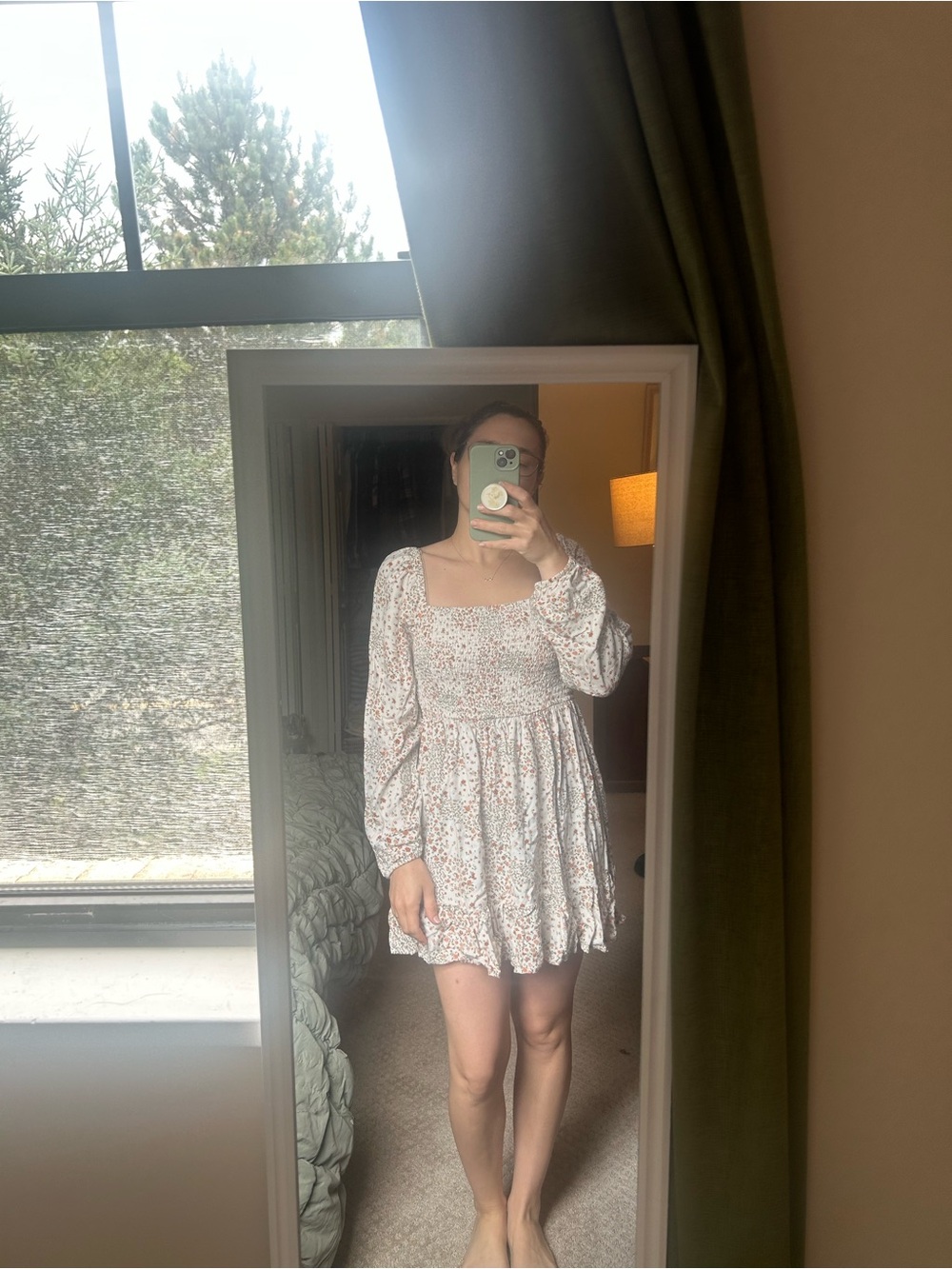 Arizona Jean Company Cream Mini Dress with Pink Floral Print